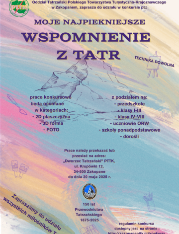 Konkurs plastyczny „Najpiękniejsze wspomnienie z Tatr”