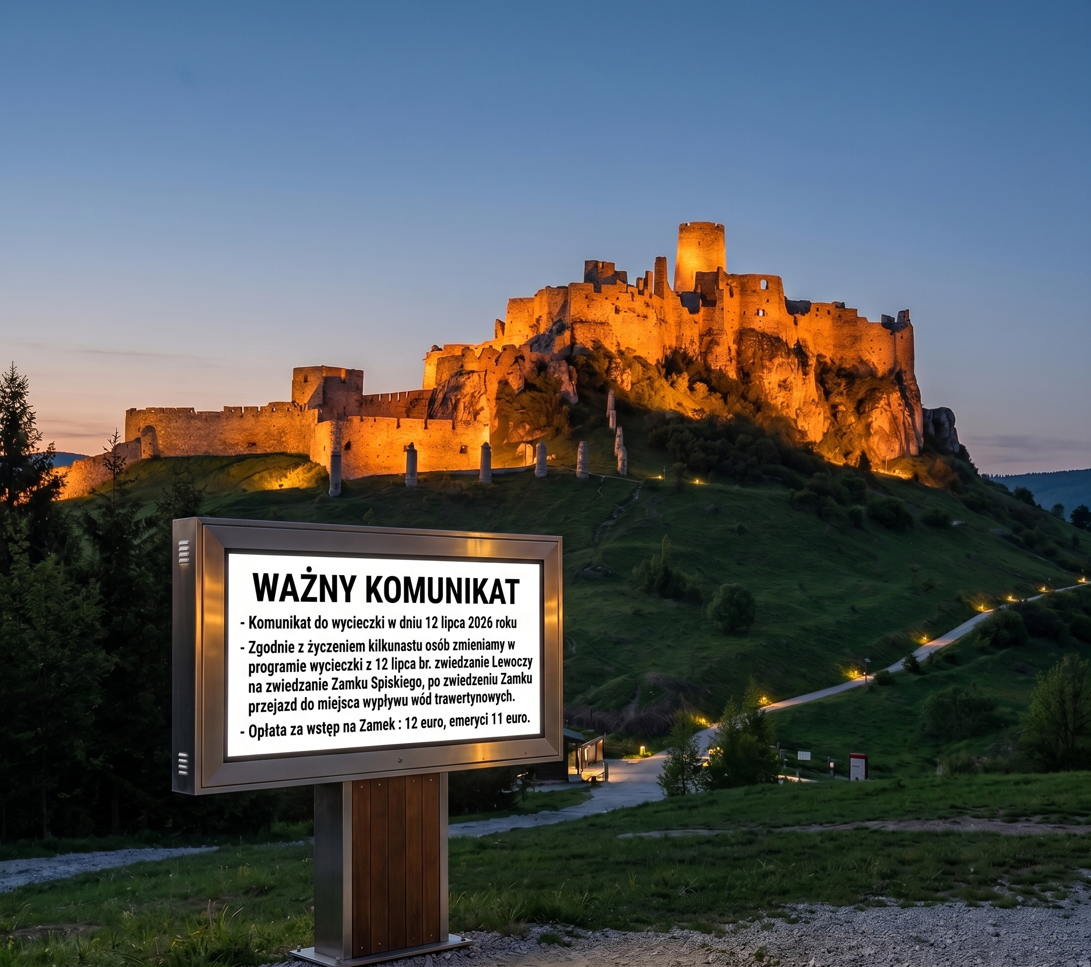 Komunikat do wycieczki w dniu 12 lipca 2026 roku 